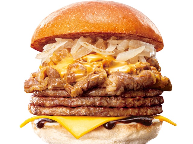 2/21〜|パティ3枚に甘辛カルビをON!濃厚チーズが絡むステーキバーガーが特別価格に『ロッテリア』