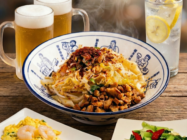 新宿東口｜名物ビャンビャン麺を主役に中華10品が並ぶ！飲み放題付きコース5,500円〜『秦唐記』