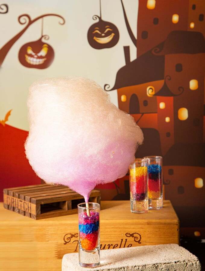 オレンジとパープルのハロウィン綿あめ