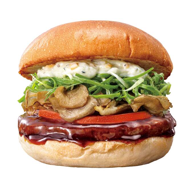 山葵タルタル舞茸ビーフバーガーの断面イメージ