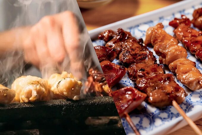 串焼きは一部を店内で一本一本手打ち